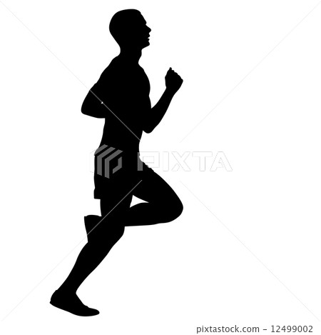 Silhouettes. Runners on sprint, men. vector illustration. 12499002