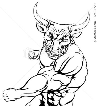 Fighting bull character sports mascot 12499729
