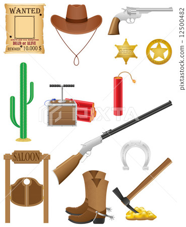 western set icons wild west vector illustration 12500482