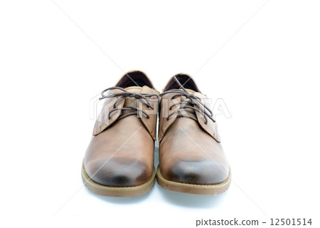 Leather brown shoes isolated on white background 12501514