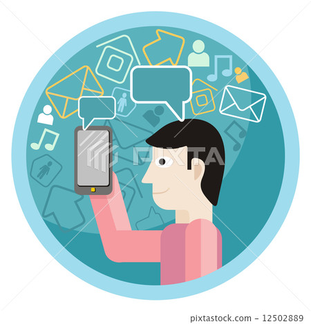 Man hold smartphone call and sends message 12502889