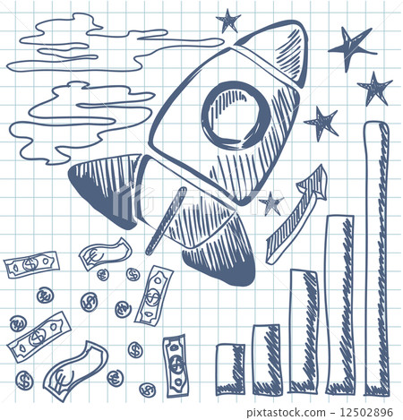 Rocket flies up the graph - Stock Illustration [12502896] - PIXTA