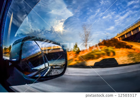 driving in car on highway,with blurry vision 12503317