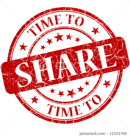 Time to share red round grungy vintage isolated rubber stamp 12503700