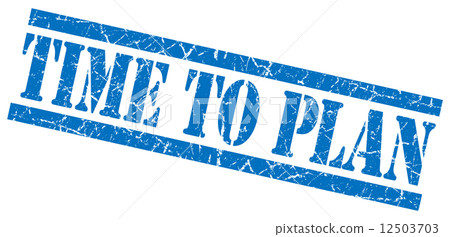 time to plan blue square grunge textured isolated stamp 12503703