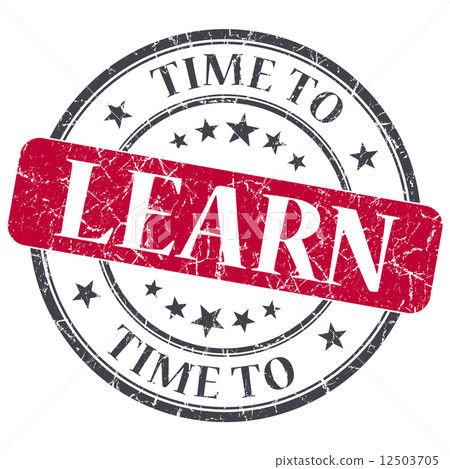 Time to learn red grunge textured vintage isolated stamp 12503705