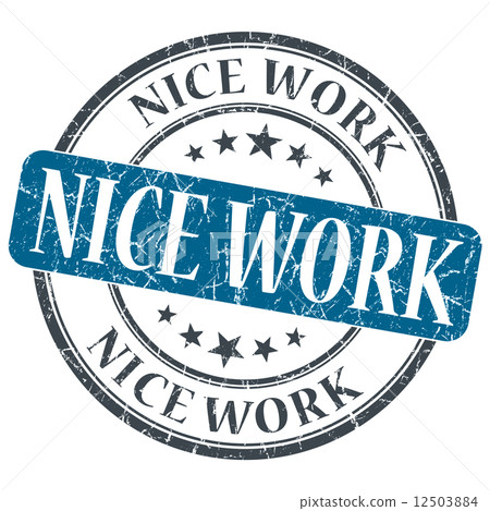 Nice work blue grunge textured vintage isolated stamp 12503884
