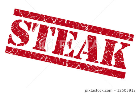 Steak red square grunge textured isolated stamp 12503912