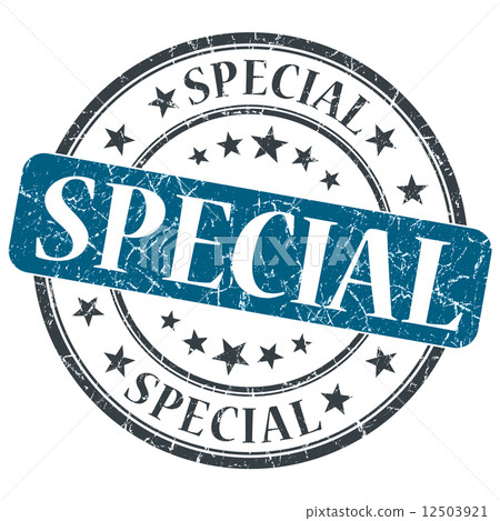 Special blue grunge round stamp on white Stock Illustration Special blue grunge round stamp on white Stock Illustration