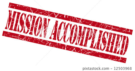mission accomplished red grungy stamp on white background 12503968