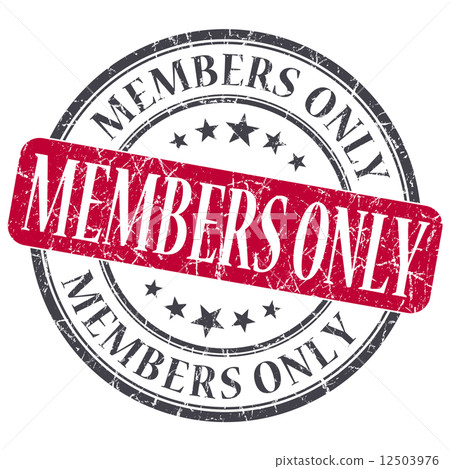 Members Only red grunge round stamp on white background 12503976
