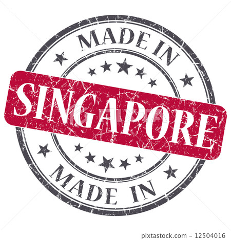 made in SINGAPORE red grunge stamp isolated on white background 12504016