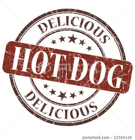 Hot dog brown grunge textured vintage isolated stamp Hot dog brown grunge textured vintage isolated stamp 12504126