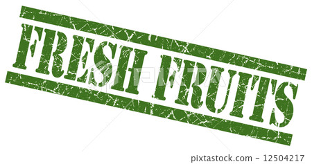 fresh fruits green grungy stamp isolated on white background 12504217