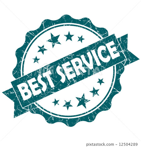 Best service turquoise vintage round grunge seal isolated on white background 12504289