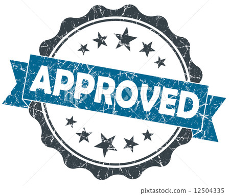 APPROVED blue grunge vintage seal isolated on white 12504335