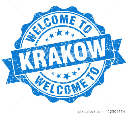welcome to Krakow blue vintage isolated seal 12504354