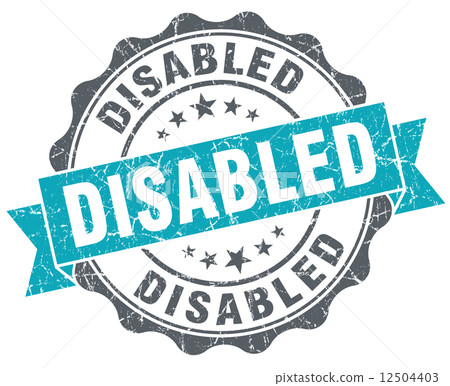 Disabled blue grunge retro style isolated seal 12504403