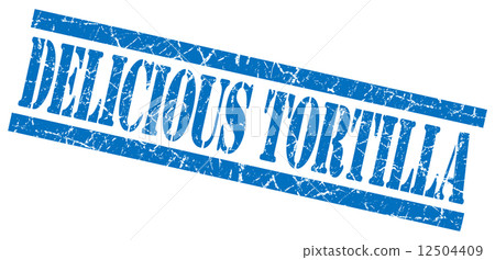 delicious tortilla blue square grunge textured isolated stamp 12504409