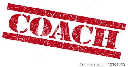 Coach red square grunge textured stamp isolated on white 12504450