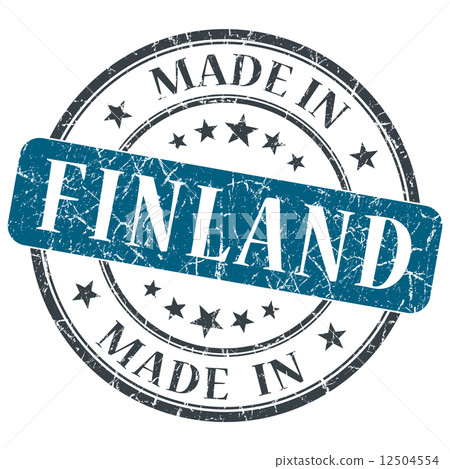 made in Finland blue grunge round stamp isolated on white background 12504554