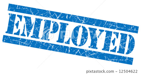 Employed blue square grunge textured stamp isolated on white Employed blue square grunge textured stamp isolated on white 12504622