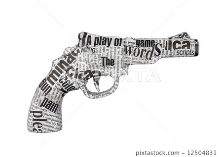 newspaper pistol on white background 12504831