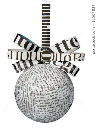 Christmas newspaper bulb with ribbon and bow Christmas newspaper bulb with ribbon and bow 12504834