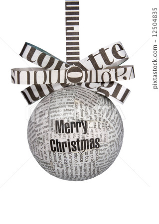 Christmas newspaper bulb with ribbon and bow 12504835
