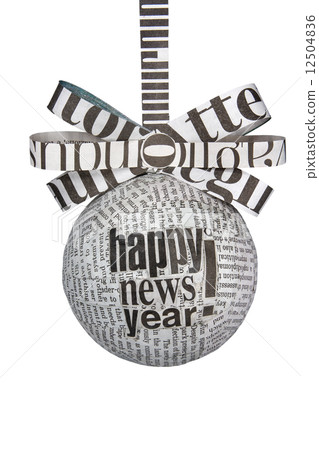 Christmas newspaper bulb with ribbon and bow 12504836