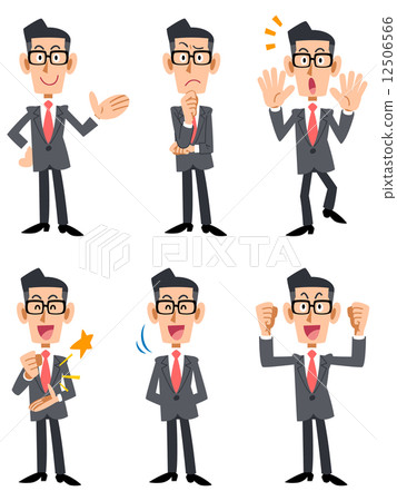 Men with suits wearing glasses (facing forward) 12506566