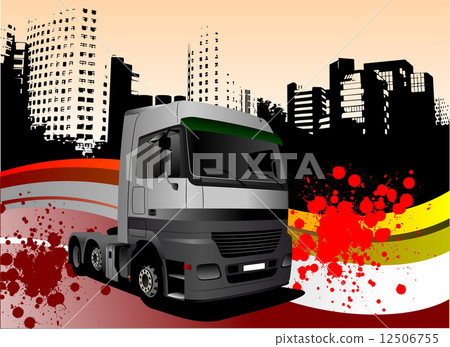 Abstract urban background with lorry image. Vector - Stock Illustration ...