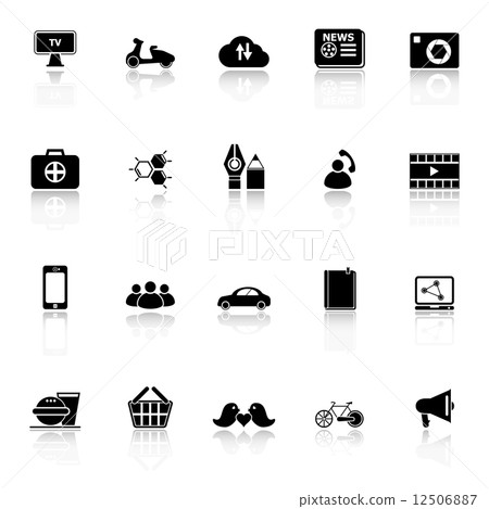 Social network icons with reflect on white background Social network icons with reflect on white background 12506887