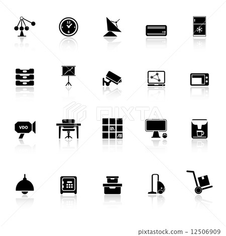 General office icons with reflect on white background 12506909