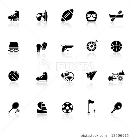 Extreme sport icons with reflect on white background 12506915