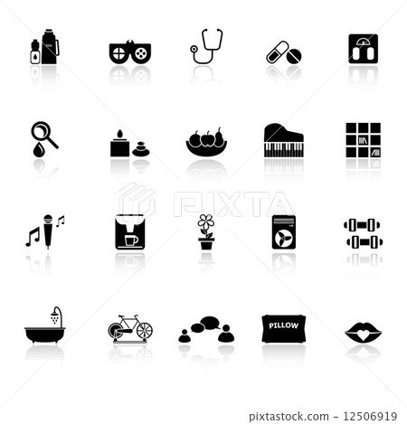 Wellness icons with reflect on white background 12506919