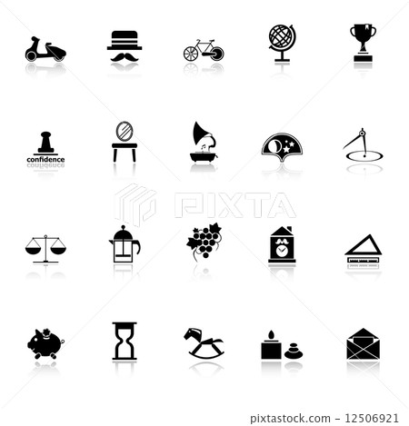 Vintage item icons with reflect on white background Vintage item icons with reflect on white background 12506921