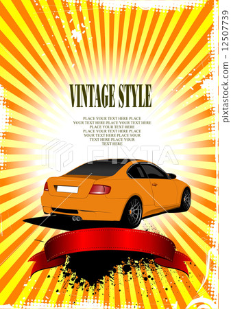 Orange wedding background with car image. Vector illustration 12507739
