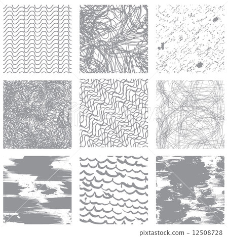 Set of 9 seamless patterns in grunge style....-插圖素材 [12508728] - PIXTA圖庫
