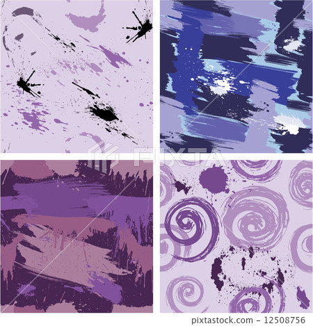 Set of seamless pattern with blots and ink splashes. Abstract ba 12508756
