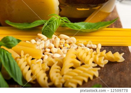 Italian basil pesto pasta ingredients Italian basil pesto pasta ingredients 12509778