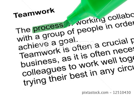 Highlighted word process with green pen 12510430