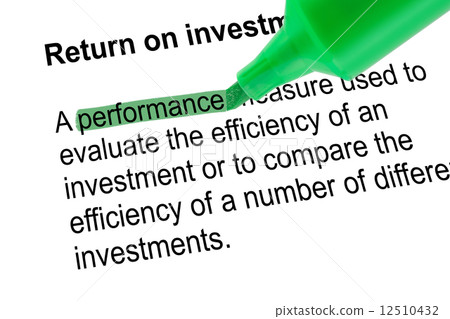 Highlighted word performance for Return on investment, green pen 12510432