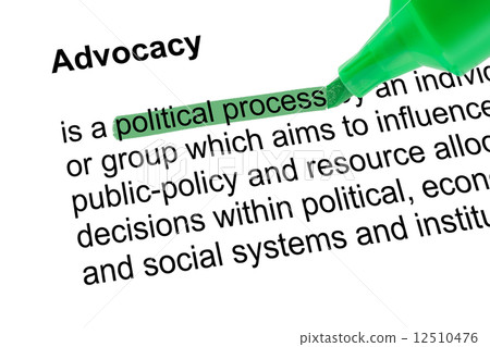 Highlighted words political process with green pen 12510476