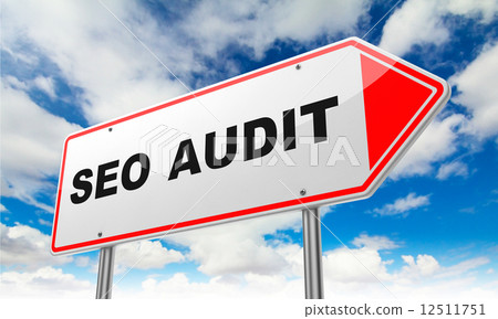 Seo Audit on Red Road Sign. Seo Audit on Red Road Sign. 12511751