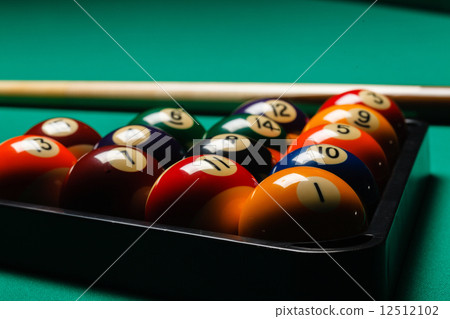 Billiard balls in a pool table. 12512102
