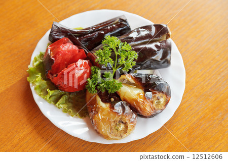 grilled vegetables on white plate grilled vegetables on white plate 12512606