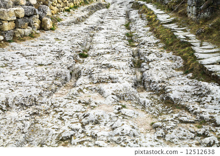 street of medieval town Chufut-Kale in Crimea 12512638
