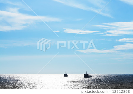 ships in Black Sea in blue evening 12512868