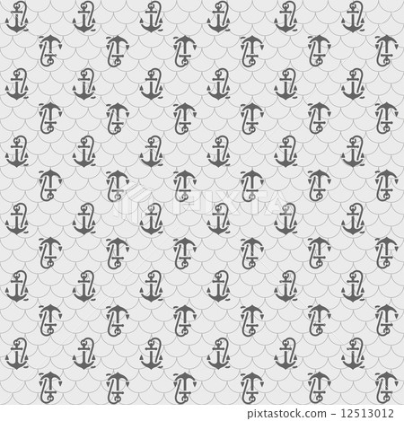 Seamless patterns, gray anchors 12513012